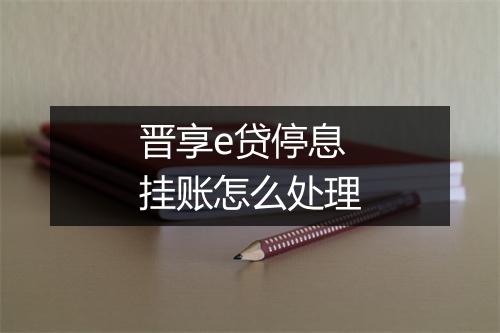 晋享e贷停息挂账怎么处理