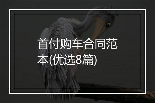 首付购车合同范本(优选8篇)