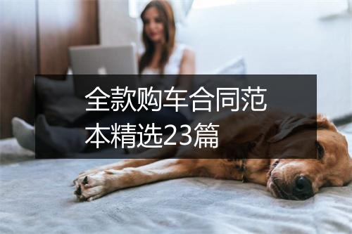 全款购车合同范本精选23篇
