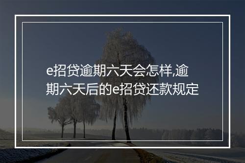 e招贷逾期六天会怎样,逾期六天后的e招贷还款规定