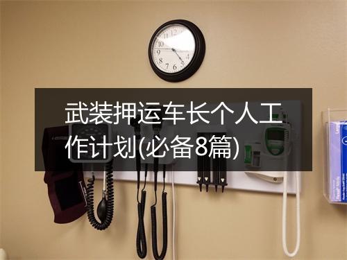 武装押运车长个人工作计划(必备8篇)