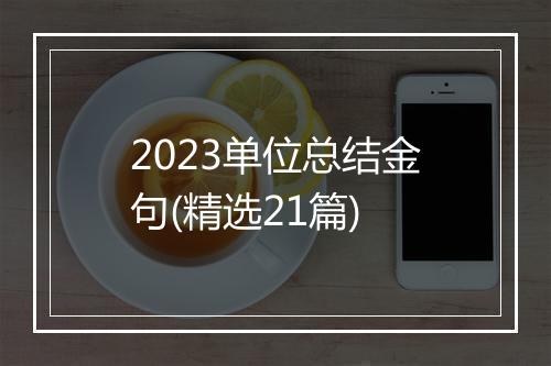 2023单位总结金句(精选21篇)