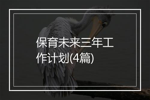 保育未来三年工作计划(4篇)