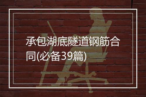 承包湖底隧道钢筋合同(必备39篇)