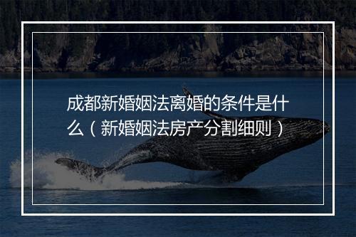 成都新婚姻法离婚的条件是什么（新婚姻法房产分割细则）