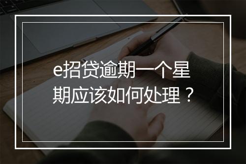 e招贷逾期一个星期应该如何处理？