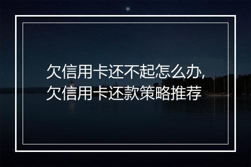 欠信用卡还不起怎么办,欠信用卡还款策略推荐