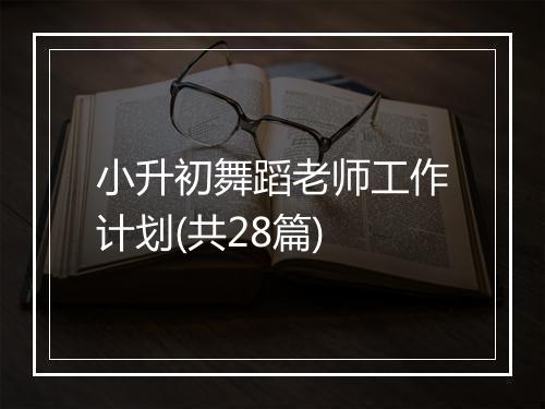 小升初舞蹈老师工作计划(共28篇)