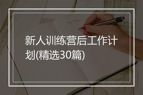 新人训练营后工作计划(精选30篇)