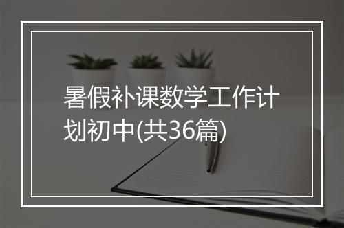 暑假补课数学工作计划初中(共36篇)