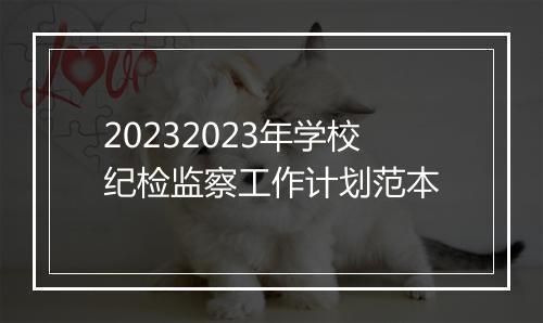 20232023年学校纪检监察工作计划范本
