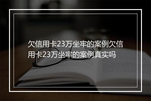 欠信用卡23万坐牢的案例欠信用卡23万坐牢的案例真实吗