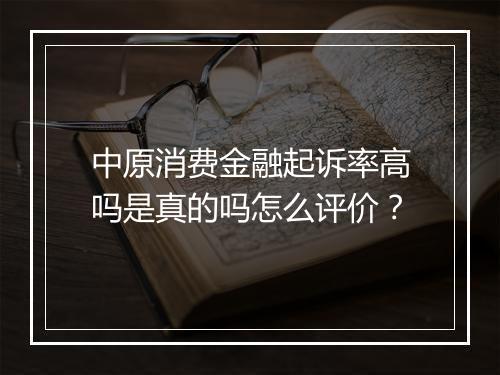 中原消费金融起诉率高吗是真的吗怎么评价？