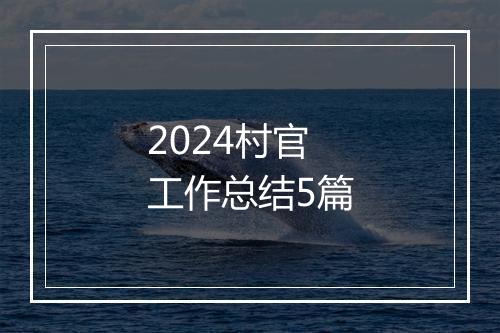 2024村官工作总结5篇