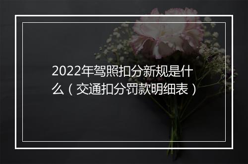 2022年驾照扣分新规是什么（交通扣分罚款明细表）