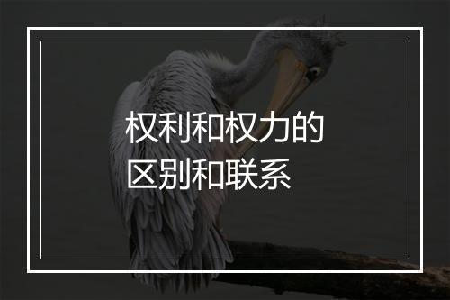 权利和权力的区别和联系