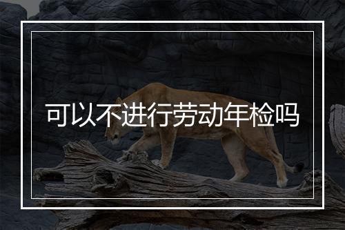 可以不进行劳动年检吗