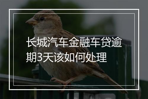 长城汽车金融车贷逾期3天该如何处理