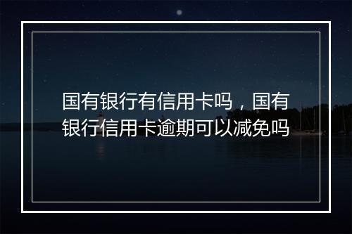 国有银行有信用卡吗，国有银行信用卡逾期可以减免吗