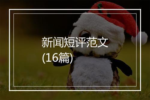 新闻短评范文(16篇)