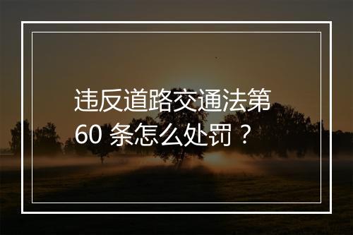违反道路交通法第 60 条怎么处罚？