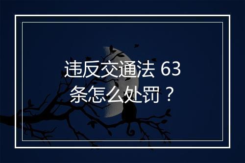 违反交通法 63 条怎么处罚？