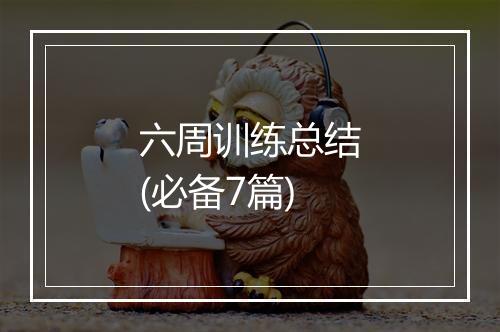 六周训练总结(必备7篇)