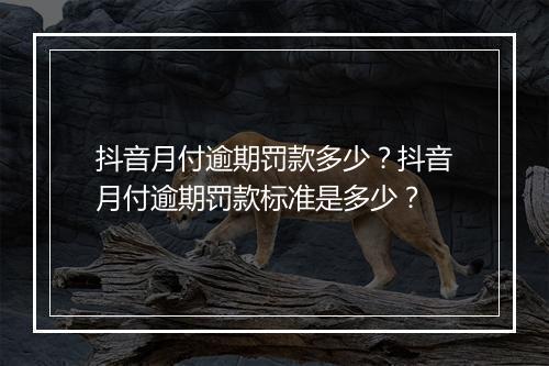 抖音月付逾期罚款多少？抖音月付逾期罚款标准是多少？