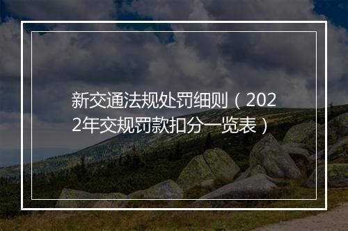 新交通法规处罚细则（2022年交规罚款扣分一览表）