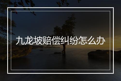 九龙坡赔偿纠纷怎么办