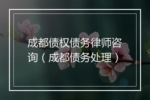 成都债权债务律师咨询（成都债务处理）