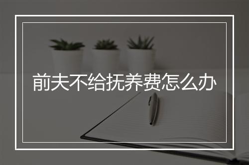前夫不给抚养费怎么办