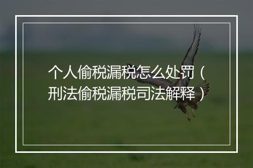 个人偷税漏税怎么处罚（刑法偷税漏税司法解释）