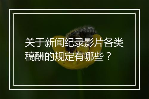 关于新闻纪录影片各类稿酬的规定有哪些？