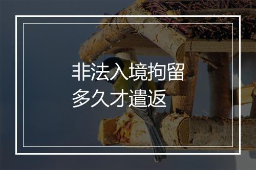 非法入境拘留多久才遣返