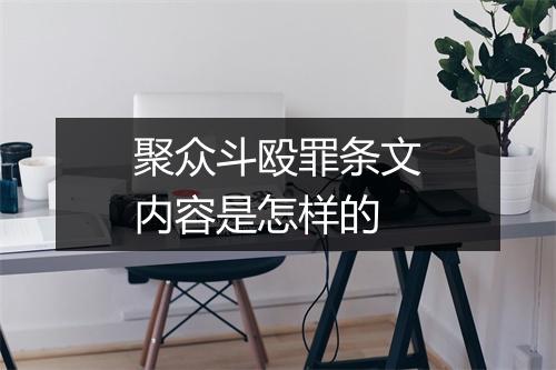 聚众斗殴罪条文内容是怎样的