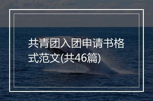共青团入团申请书格式范文(共46篇)