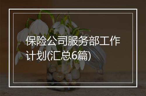 保险公司服务部工作计划(汇总6篇)