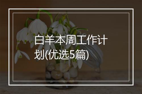 白羊本周工作计划(优选5篇)