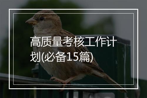高质量考核工作计划(必备15篇)