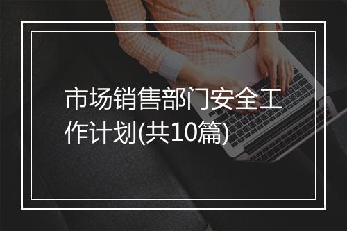 市场销售部门安全工作计划(共10篇)