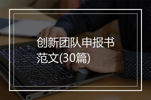 创新团队申报书范文(30篇)