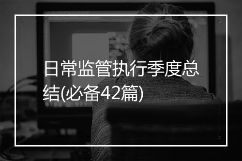 日常监管执行季度总结(必备42篇)