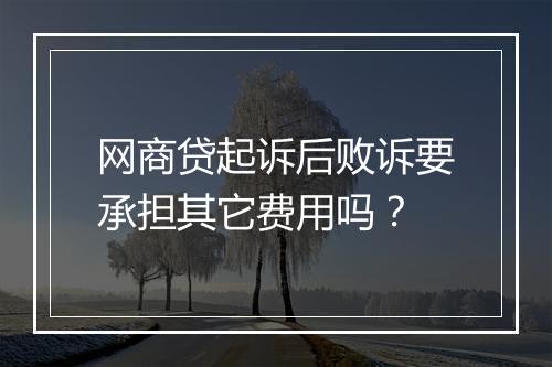 网商贷起诉后败诉要承担其它费用吗？