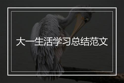 大一生活学习总结范文