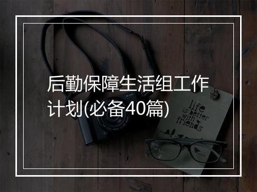 后勤保障生活组工作计划(必备40篇)