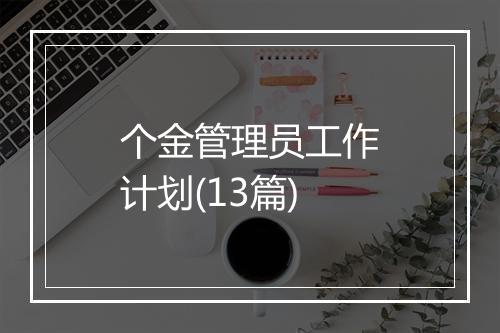 个金管理员工作计划(13篇)