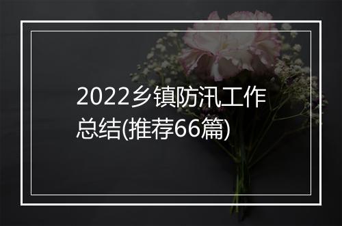 2022乡镇防汛工作总结(推荐66篇)