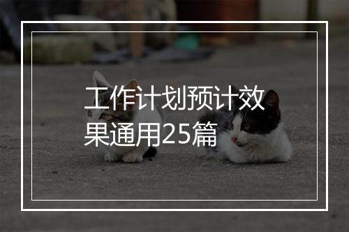 工作计划预计效果通用25篇