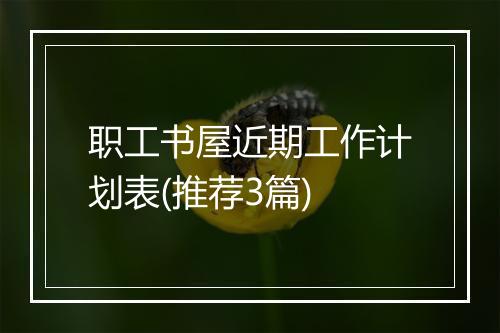 职工书屋近期工作计划表(推荐3篇)